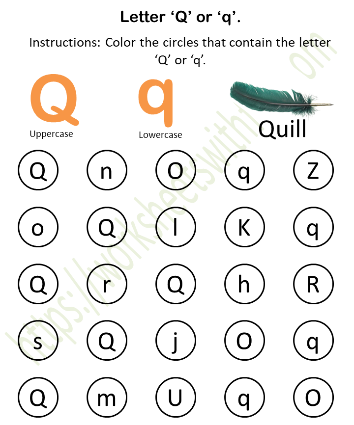 English Preschool Find And Color Q Or Q Worksheet 17